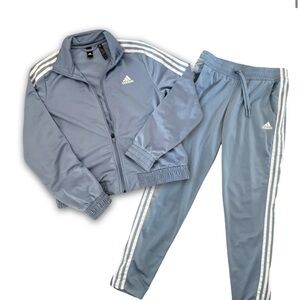 Adidas Light Blue Tracksuit with White Accents